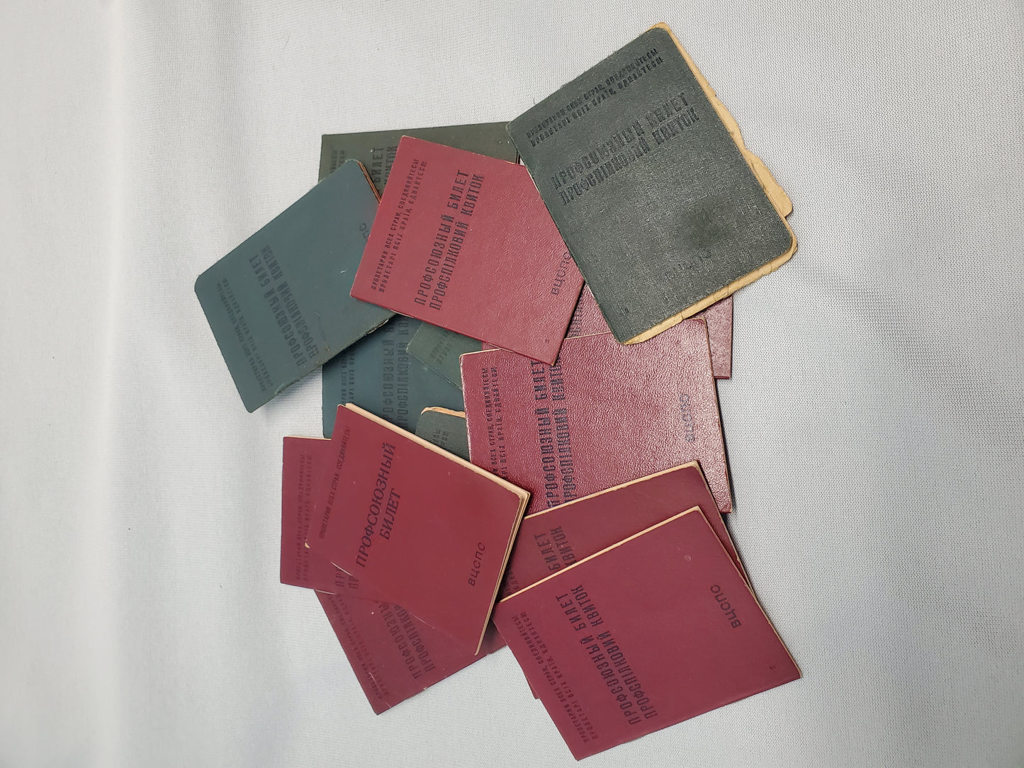 Soviet Trade Union booklet and pins.